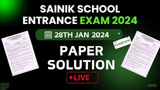 Sainik School Live Solution Class 6  Sainik School Exam 2024  28 January Paper Answer Key [upl. by Enialem]