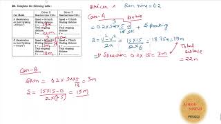 Complete the following table  A deceleration on hard braking 6B deceleration on braking 75 [upl. by Efrem626]