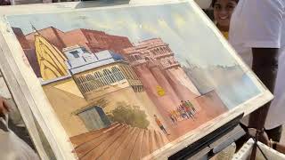 Capturing Varanasi Essence Plein Air Watercolor Painting at the Ghats  Artists Journey [upl. by Navnod]