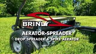 The Brinly Spike Aerator amp Drop Spreader Combo Attachment [upl. by Noyerb850]