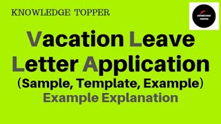 Vacation Leave Letter  Vacation Leave Application  Vacation leave  Leave Letter [upl. by Tufts782]