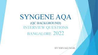 Syngene Interview Questions QC to QA Pharma [upl. by Eeldarb]