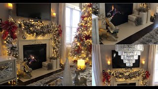 HOW TO DECORATE A MAJESTIC GLAM CHRISTMAS FIREPLACE MANTLE  CHRISTMAS DECOR IDEAS [upl. by Ambrosio]