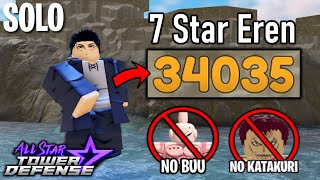 7 Star Eren in Gauntlet Mode 34k Seconds Solo Gameplay  All Star Tower Defense Roblox [upl. by Marnie]