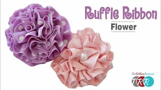 How to Make a Ruffle Ribbon Flower  TheRibbonRetreatcom [upl. by Annerahs]