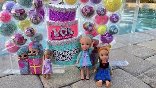 Snowflakes Birthday  Elsa amp Anna toddlers  LOL surprise party  Barbie dolls [upl. by Repinuj]