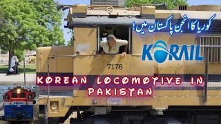 Korean Korail Locomotive 7176 Leads A Freight Train In Pakistan [upl. by Ayanet983]