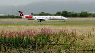 Loganair ERJ145 departs Belfast BHD 01092024 [upl. by Winna]