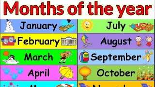 Months of the Year with Spellings Slow Version For Kids Preschool Learning  Learn Month Names [upl. by Eirised]