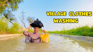 Village Women washing Clothes In Fresh Water Lake  Punjab Village Life Vlogs [upl. by Alenoel994]