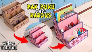 RAK BUKU DARI KARDUS  desk organiser with cardboard [upl. by Danais]