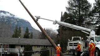 FortisBC Power Pole Installation Castlegar BC [upl. by Aseel986]