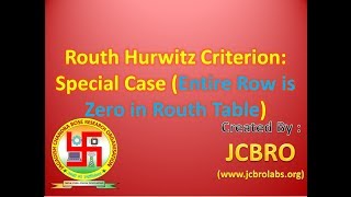 Routh hurwitz criterion Special Case 2 Entire row is zero [upl. by Gunilla]