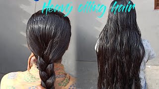 Combing and Braiding on oiled hair [upl. by Perrins]