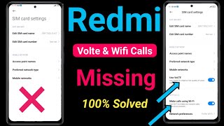 How to enable wifi calls amp volte any redmiXiaomi  wifi calling amp volte not showing in settings [upl. by Nicholas]