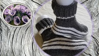 Tutoriel tricotPantoufles à reversChaussonsSemelle sans coutureFACILE [upl. by Babbie185]