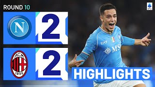 NAPOLIMILAN 22  HIGHLIGHTS  The sides split the points in fourgoal thriller  Serie A 202324 [upl. by Lattimer163]