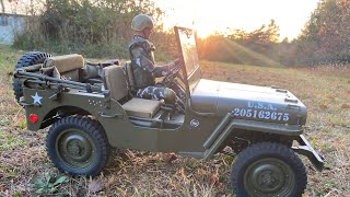 Roc Hobby 16 1941 Willy’s Jeep wHobbywing 1080 ESC late evening cruise on the trail [upl. by Clim21]