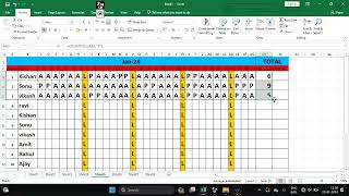 Excel Attendance sheet absent and present in excel samriddhiclasses exce exceltips [upl. by Eniale]