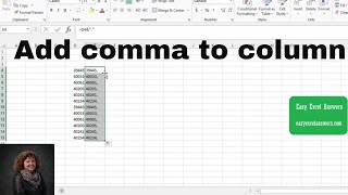 How to add a Comma to a Column of Data in Excel [upl. by Tekcirk512]