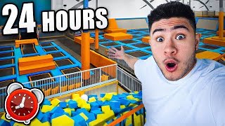 24 HOUR OVERNIGHT CHALLENGE in TRAMPOLINE PARK [upl. by Hosfmann619]