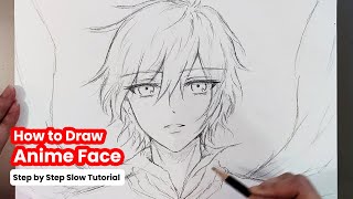 How to Draw Anime Boy Face bishōnen Step by Step  Slow Tutorial for Beginners howtodrawanime [upl. by Leumas318]