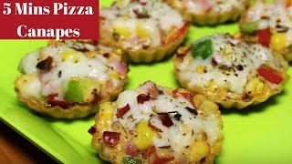 Pizza Canapes Bites  Quick and Easy Party Appetizers  Mini Pizza Recipe for Kids [upl. by Eltotsira]