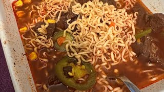 PEPPER STEAK SPICY NOODLE BOWL MUKBANG  TY RESA amp MIA [upl. by Llyrad]