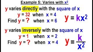 Algebra  Ch 33 Variation 8 of 13 Example 5 Varies with x2 [upl. by Bonnette]