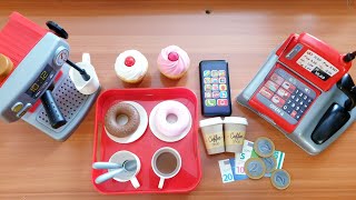 ☕16 minutes unboxing coffee shop set with cash register toy asmr [upl. by Corkhill590]