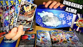 ASMR 👑Stellar Crown Elite Trainer Box Unboxing amp Review👑  Pokémon Card ASMR Tapping Whispering [upl. by Ahgiela822]