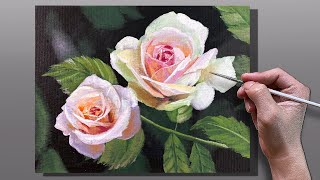 How to Paint White Roses  Acrylic Painting  Correa Art [upl. by Clementina]