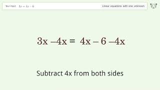 Solve 3x4x6 Linear Equation Video Solution  Tiger Algebra [upl. by Tekcirk38]