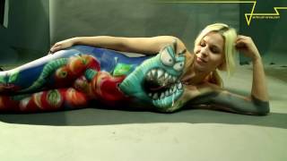 Bodypainting quotWurm frisst Apfelquot 24032017 [upl. by Rowland]