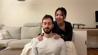 ASMR Whispering Update  Relaxing Shoulder Massage amp Hair Play For My Husband [upl. by Nytsirk]