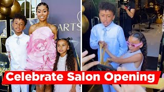 Blac Chynas Son King And Daughter Dream Support Mom At Her LA Salon Opening [upl. by Anak]