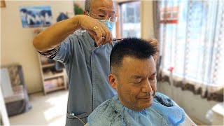 💈Relaxing Authentic Japanese Shave Shampoo amp Cut Mr Azuma at Mr Ikedas Barber Shop [upl. by Marka]