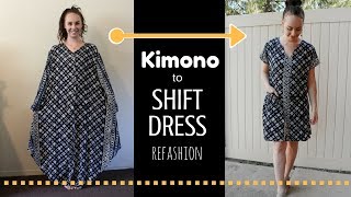 Episode 1 Blue Kimono to Shift Dress Refashion [upl. by Hnahc]