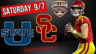 Utah State Vs USC College Football Picks Saturday 97  Picks And Parlays [upl. by Tyre]