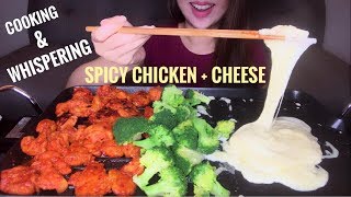 Whispering ASMR SPICY Chicken CHEESE Fondue  Mukbang  Cooking amp Eating Sounds [upl. by Boleyn781]