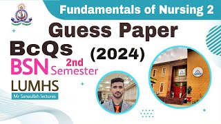 Guess Paper BcQs FON 2  BSN 2nd Semester 2024  LUMHS University Jamshoro [upl. by Athey]