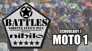 BATTLES Schoolboy 1  Moto 1  Loretta Lynns MXPTV [upl. by Kinna]