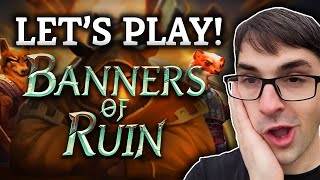 First Look at Banners of Ruin A Party Based Deck Building Game Playthrough [upl. by Notwen]