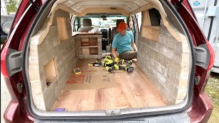 Mini Van Camper Conversion  How to build a Mini Van Step by Step to classy Tiny Home [upl. by Timon]