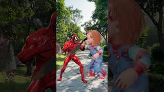 Team Spiderman vs Chucky  Team Spiderman transforms into giant 3D combined into Miguel OHara short [upl. by Arytas236]