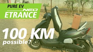 PURE EV eTrance NEO Electric Scooter  Range Test amp Battery BMS Features [upl. by Toomin391]