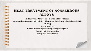 HEAT TREATMENT OF NONFERROUS ALLOYS [upl. by Attenaj]