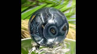 Black Agate Sphere Healing Crystal Ball 444g 69mm [upl. by Nyahs242]