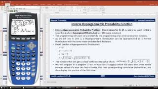 Statistics 21743 Inverse Hypergeometric TI84 Program [upl. by Adehsor36]