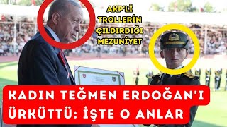 AKPLİ TROLLERİN ÇILDIRDIĞI ASKERİ MEZUNİYET Kadın teğmenin selamı Erdoğanı ürküttü İşte o anlar [upl. by Olgnaed]